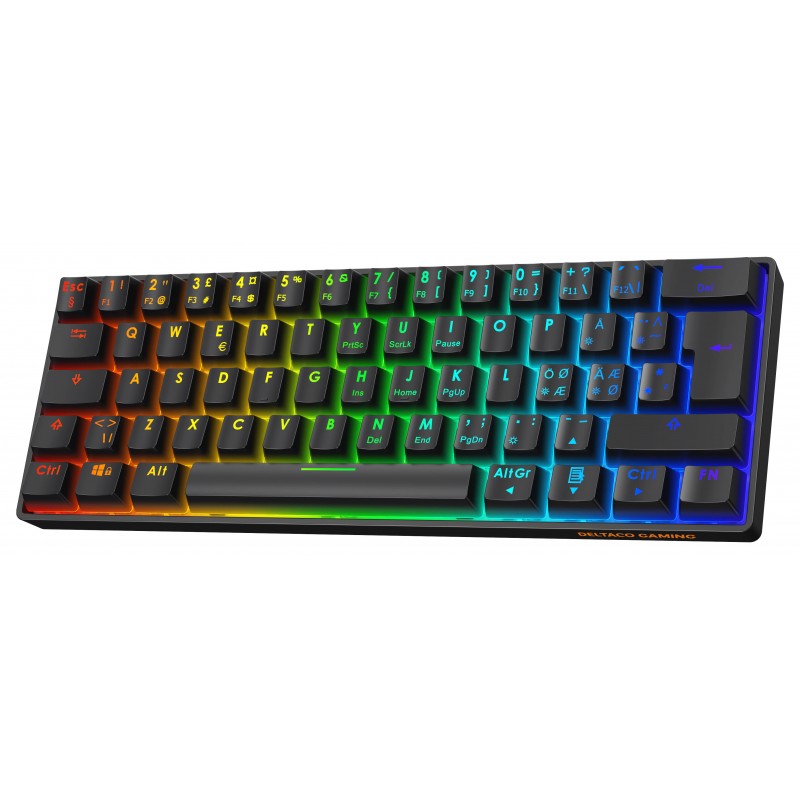 Bakgrundsbelyst tangentbord gaming - Deltaco superkompakt 60% mekaniskt gamingtangentbord med RGB-belysning