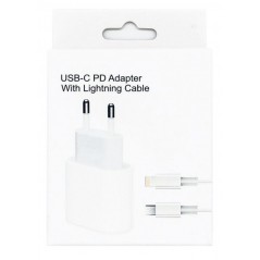 USB-C AC-adapter väggladdare 20W med 1 meters USB-C till Lightning-kabel