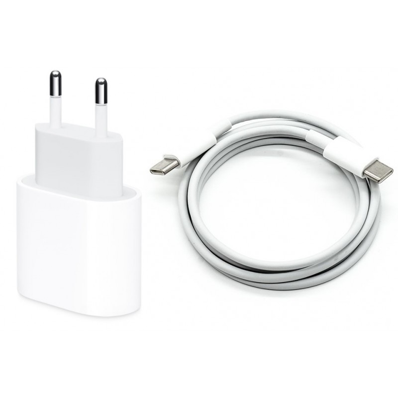 Väggladdare mobiltelefon - USB-C AC-adapter väggladdare 20W med 1 meters USB-C till USB-C-kabel
