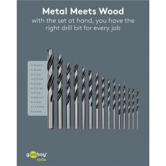 Borrmaskin & skruvdragare - Goobay borrset med 15 delar för trä