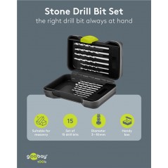 Borrmaskin & skruvdragare - Goobay borrset med 15 delar för sten och murverk