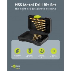 Borrmaskin & skruvdragare - Goobay borrset med 15 delar för metall