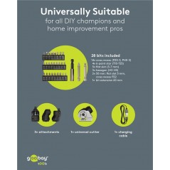 Borrmaskin & skruvdragare - Goobay batteridriven skruvdragare 4-i-1 med 28 bits
