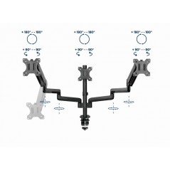 VESA-fäste till skärm - Gembird justerbart skrivbordsfäste VESA för tre datorskärmar 17-27"