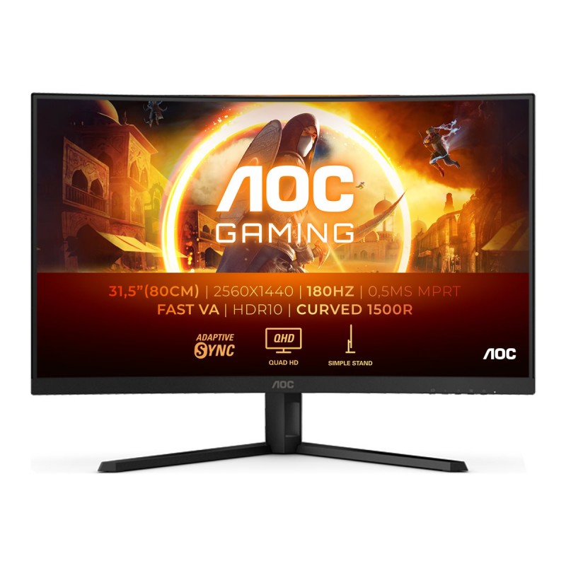 25 - 34" Datorskärm - AOC CQ32G4VE 32" 2560 x 1440 välvd gamingskärm med 180 Hz och VA-panel