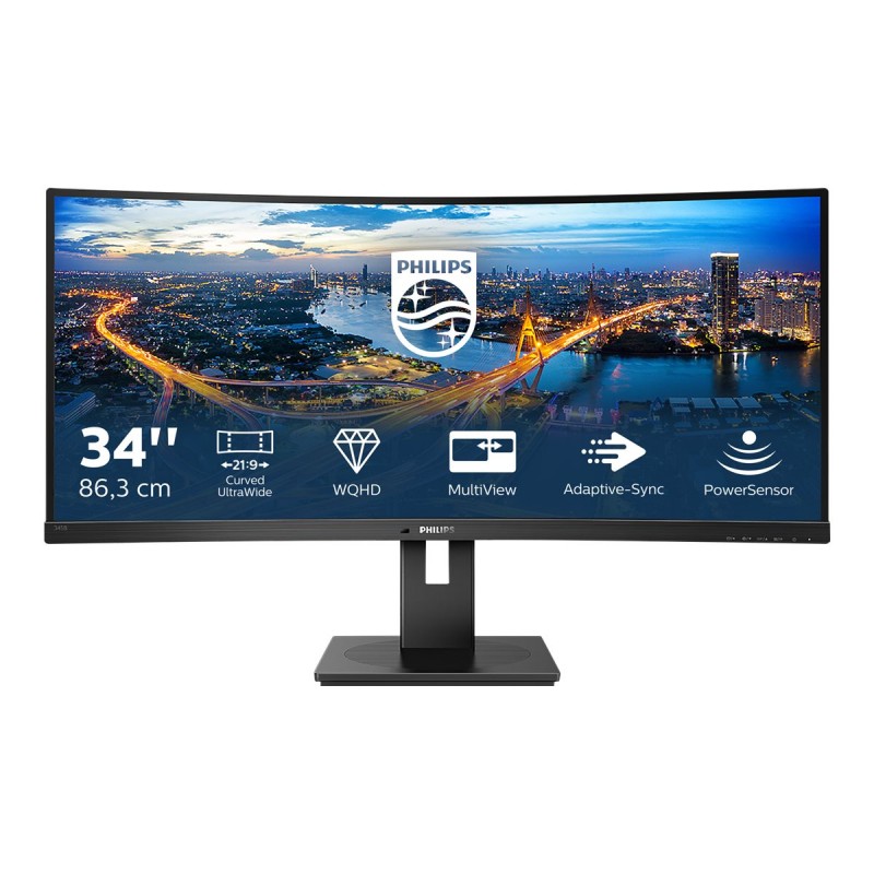 25 - 34" Datorskärm - Philips 345B1C/00 34" välvd ultrabred skärm 3440 x 1440 i 100 Hz