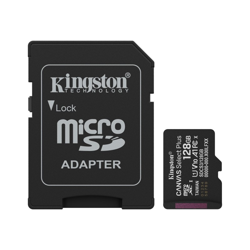Minneskort - Kingston Canvas Select Plus 128GB microSDXC UHS-I (Class 10) 100MB/s inkl. adapter