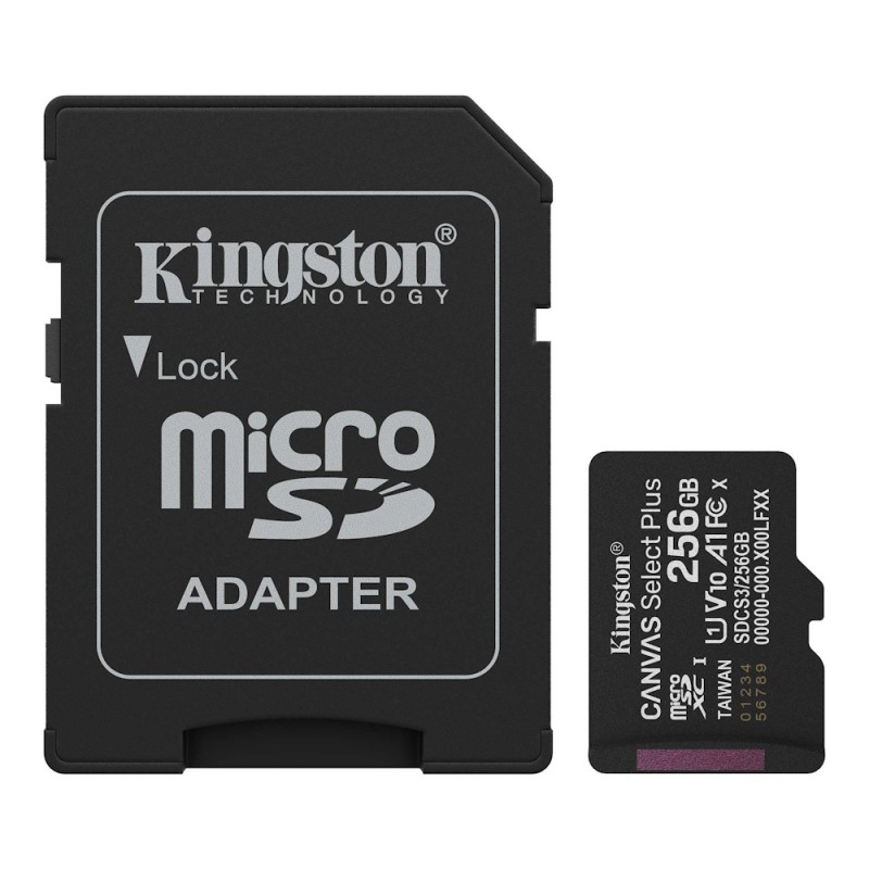 Minneskort - Kingston Canvas Select Plus 256GB microSDXC UHS-I (Class 10) 100MB/s inkl. adapter
