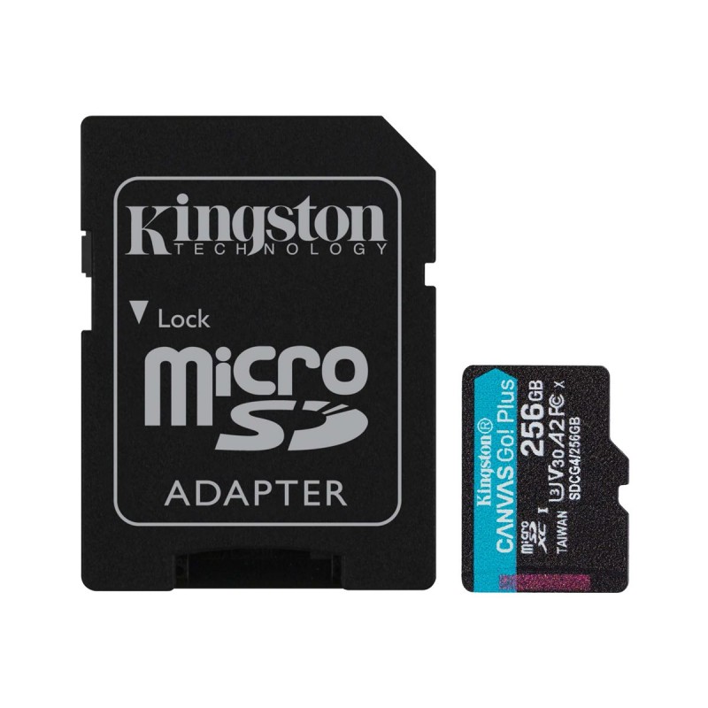 Minneskort - Kingston Canvas Go! Plus 256GB microSDXC + SDXC UHS-I U3 V30 (Class 10) 200MB/s inkl. adapter