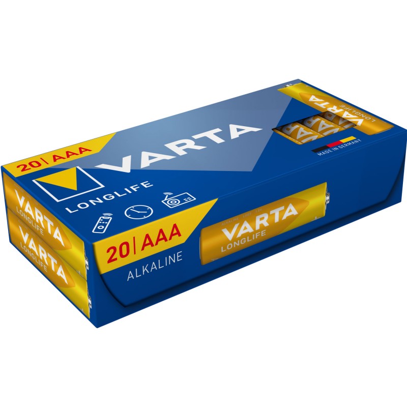 Batterier & batteritestare - Varta Longlife alkaliskt batteri 20-pack AAA-batterier LR03