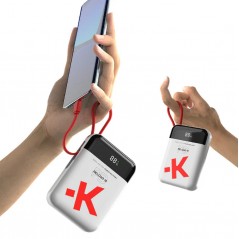 Portabla batterier - Skross powerbank 10 000 mAh 20W PD med inbyggd USB-C-kabel