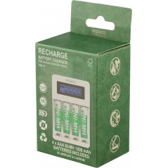 Batterier & batteritestare - Deltaco USB-driven batteriladdare (4-6h) inklusive 4x AAA-batterier