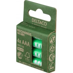 Deltaco uppladdningsbara AAA-batterier (1000 mAh) i 4-pack