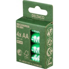 Deltaco uppladdningsbara AA-batterier (2500 mAh) i 4-pack
