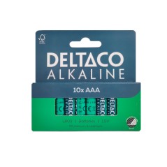 Deltaco alkaliska AAA-batterier LR3 1.5V i 10-pack