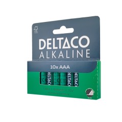 Deltaco alkaliska AAA-batterier LR3 1.5V i 10-pack