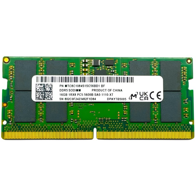 RAM-minnen - Micron 16GB DDR5 5600 MHz SO-DIMM RAM-minne till laptop (beg)