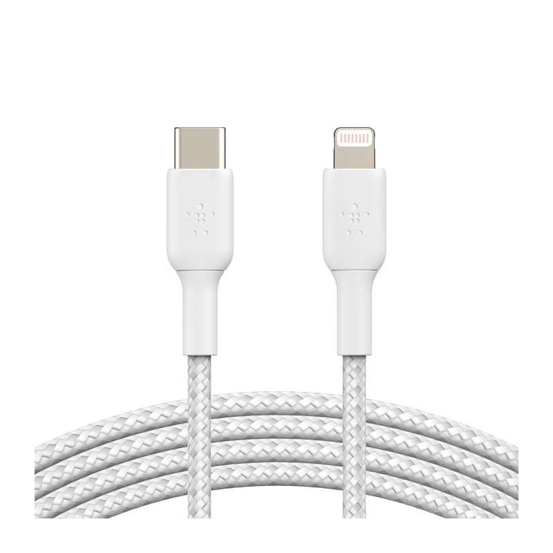 Datortillbehör - Belkin flätad MFi USB-C till Lightning-kabel 1 meter med BoostCharge
