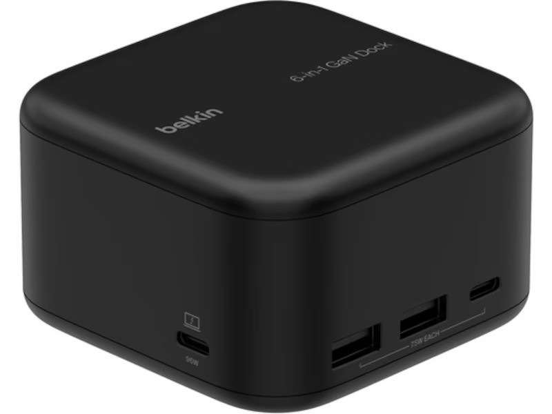 Belkin USB-C 6-in-1 Core GAN Dock dockningsstation PD 96W, HDMI i 4K, LAN, USB-C, 2xUSB 5 Gbit/s