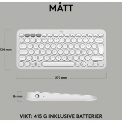 Trådlösa tangentbord - Logitech Pebble Keys 2 K380s superkompakt trådlöst Bluetooth-tangentbord (Mac, iOS, Android, ChromeOS, Win)