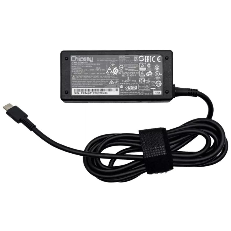Datorladdare - Chicony datorladdare 45W USB-C inkl strömkabel (beg)