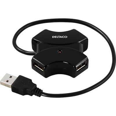 Deltaco USB-hubb 4 portar USB-A 480 Mbps