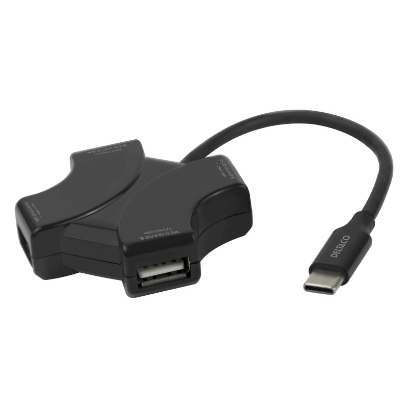 USB-kablar & USB-hubb - Deltaco USB-C-hubb med 4 USB 2.0-portar