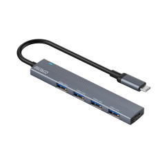 Deltaco USB-C-hubb i aluminium med 4 USB 3.0-portar