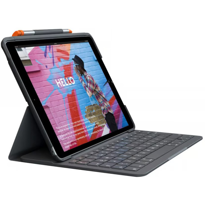 Tangentbord till surfplatta - Logitech Slim Folio fodral med tangentbord för iPad 10.2 7th/8th/9th Gen (2019/2020/2021)