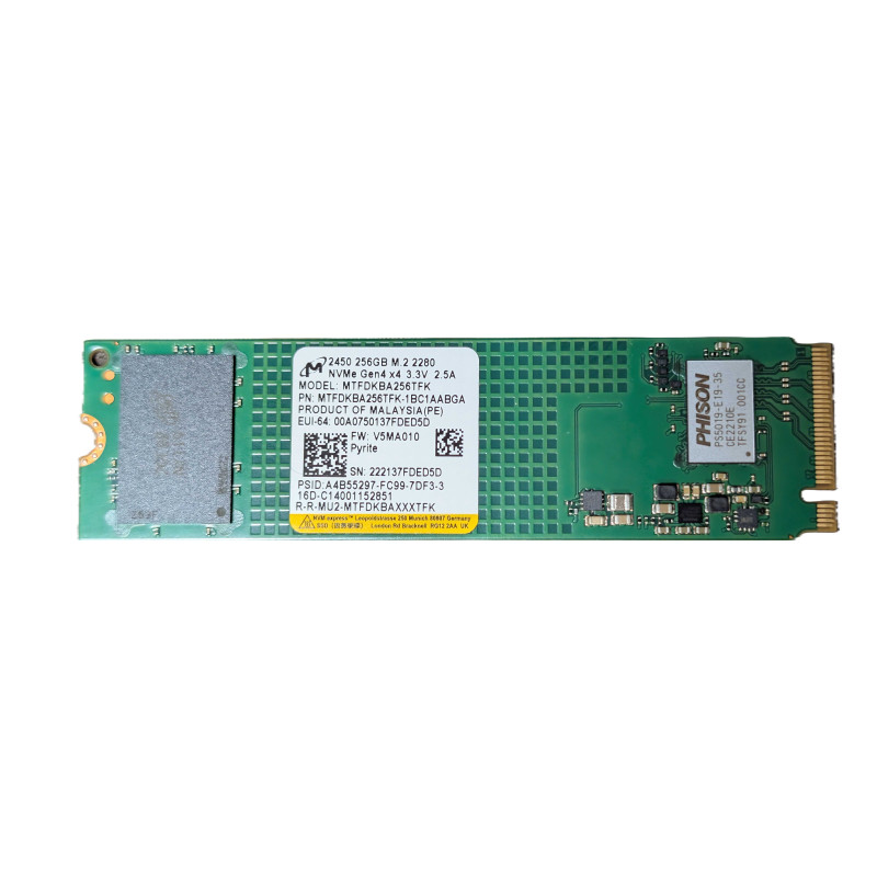M.2-SSD till dator - Micron 256 GB M.2 2280 NVMe Gen 4 x4 SSD-hårddisk (new pulled*)