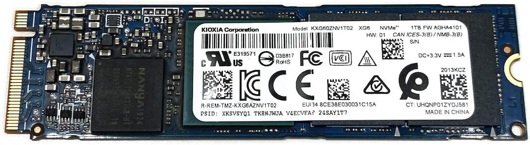 Kioxia 1 TB M.2 2280 PCIe Gen3 x4 NVMe SSD-hårddisk