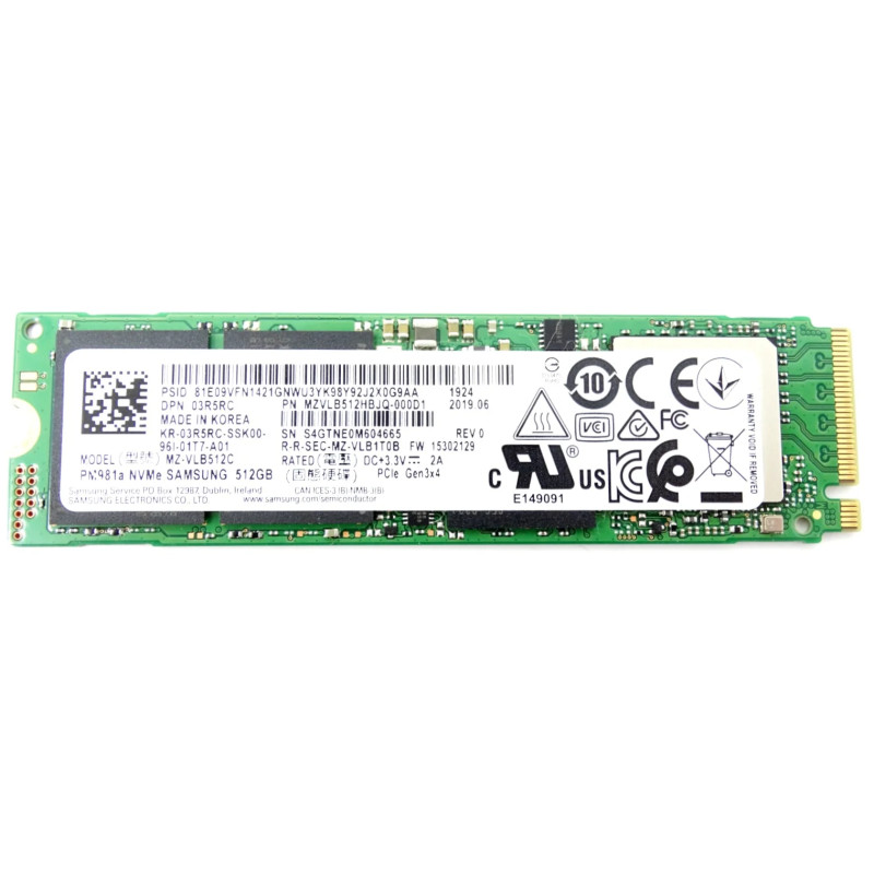 Begagnade hårddiskar - Samsung PM981a 512 GB PCIe Gen 3 x4 M.2 2280 NVMe SSD-hårddisk (beg)