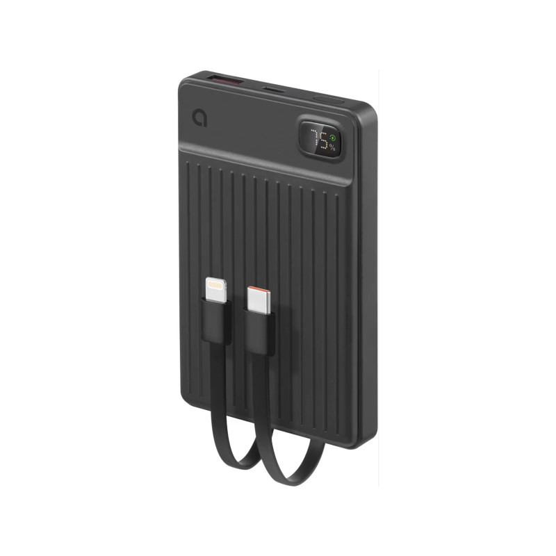 Portabla batterier - Andersson powerbank 10 000 mAh med inbyggd USB-C- och Lightning-kabel (22.5W)