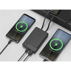 Portabla batterier - Andersson powerbank 10 000 mAh med inbyggd USB-C- och Lightning-kabel (22.5W)