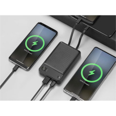 Portabla batterier - Andersson powerbank 20 000 mAh med inbyggd USB-C- och Lightning-kabel (22.5W)