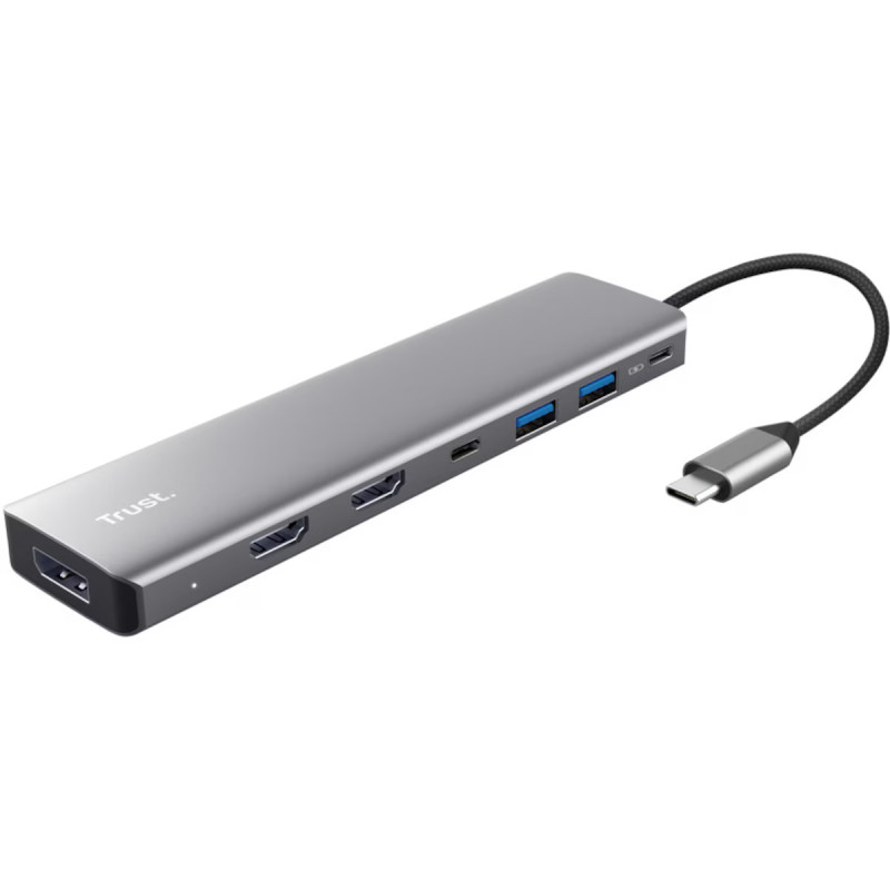 USB-C hubb - Trust multiport USB-C-hubb 7-i-1 till USB-C/USB/HDMI/DP med stöd för 3 skärmar