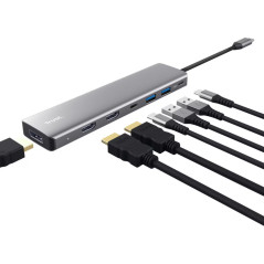 Trust multiport USB-C-hubb 7-i-1 till USB-C/USB/HDMI/DP med stöd för 3 skärmar
