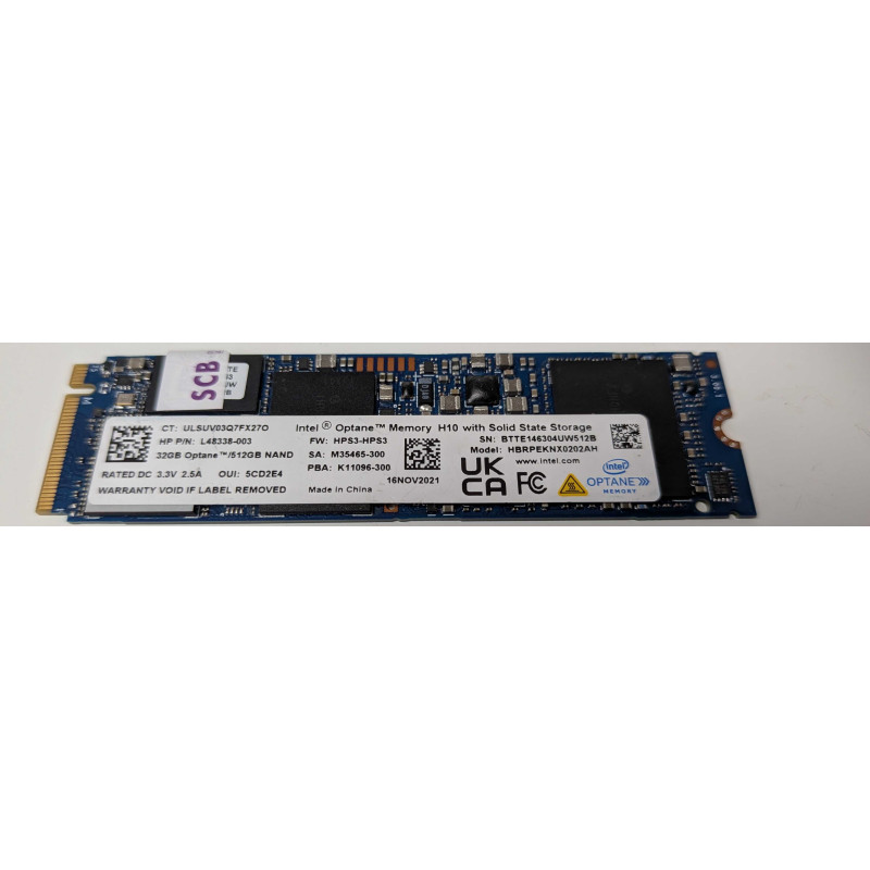 Begagnade hårddiskar - Intel Optane 32GB med 512GB NVMe-SSD (beg)