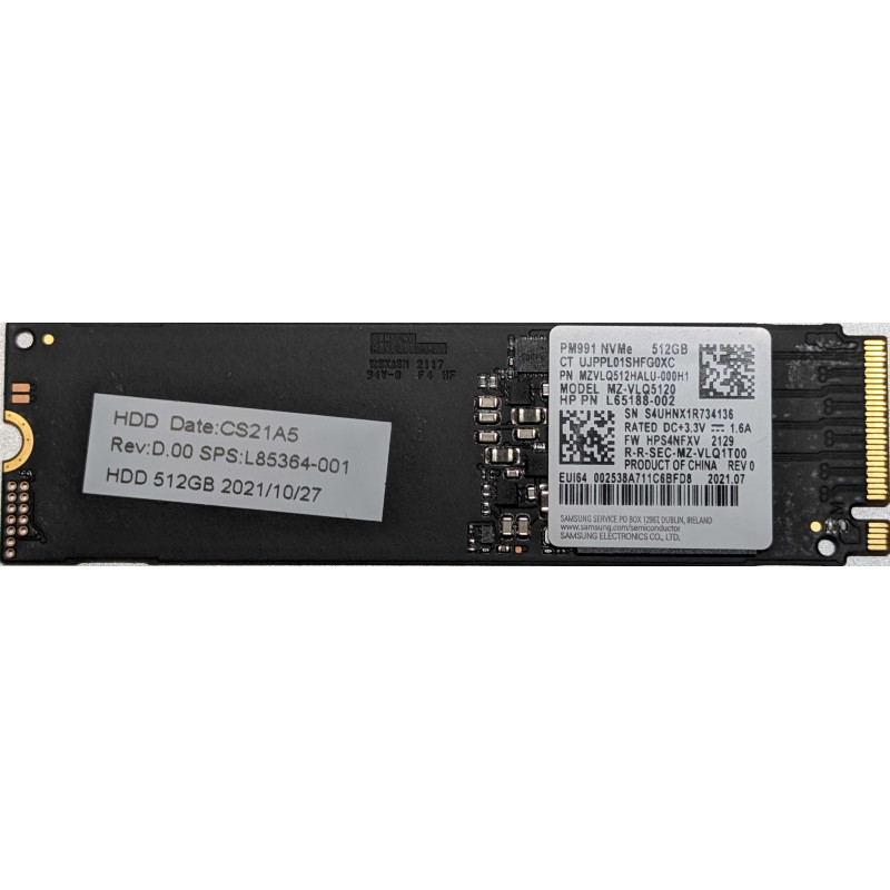 Begagnade hårddiskar - Samsung PM991 512 GB PCIe Gen 3 x4 M.2 2280 NVMe SSD-hårddisk (beg)