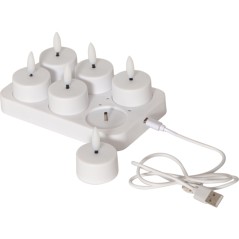 6-pack med laddningsbara LED-värmeljus inklusive batteriladdare med...