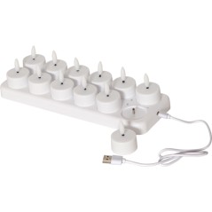 12-pack med laddningsbara LED-värmeljus inklusive batteriladdare me...