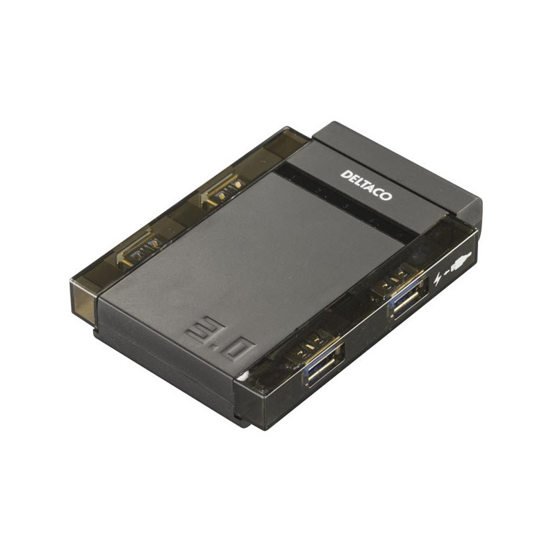 Deltaco USB 3.0-hubb med 4 portar USB-kablar & USB-hubb - Deltaco USB 3.0-hubb med 4 portar
