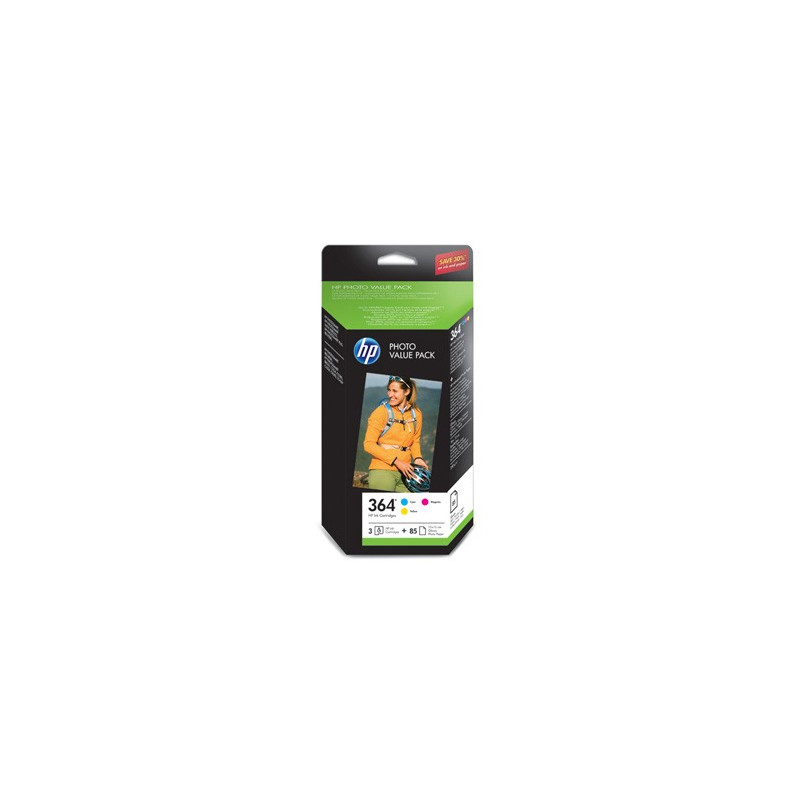 Bläckpatron HP färg med 85 fotopapper Papper - Bläckpatron HP 364 3-färg med 85 fotopapper