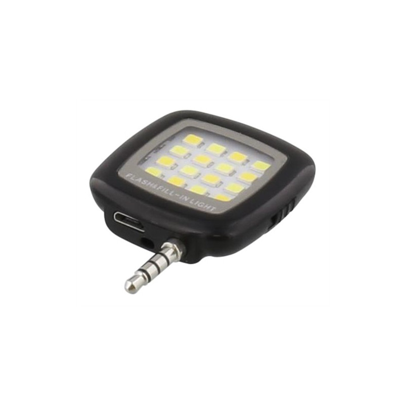 Selfiestick & foto - Streetz Selfie LED blixt för smartphones, 3,5mm