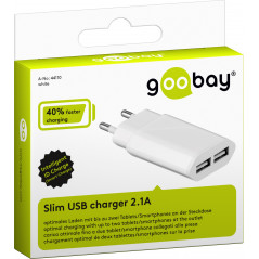 Mobiltillbehör - Goobay strömadapter för 2xUSB-laddare 2.1A AC-adapter mobilladdare