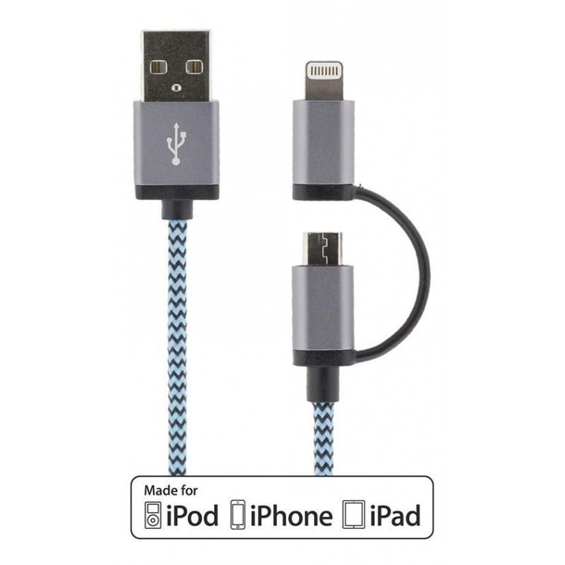 Laddare och kablar - MFI-certifierad lightning- och microUSB-kabel