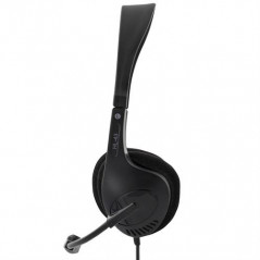 Deltaco headset utanpåliggande, 2 x 3,5 mm, 2,5 m kabel, svart
