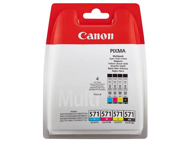 Bläckpatron CANON CLI-571 för Pixma svart och färg