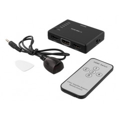 Skärmkabel & skärmadapter - Deltaco HDMI-switch med fjärrkontroll