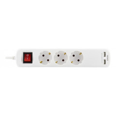 Grendosa - Grenuttag med 3 uttag och 2 USB-portar (5 m kabel)